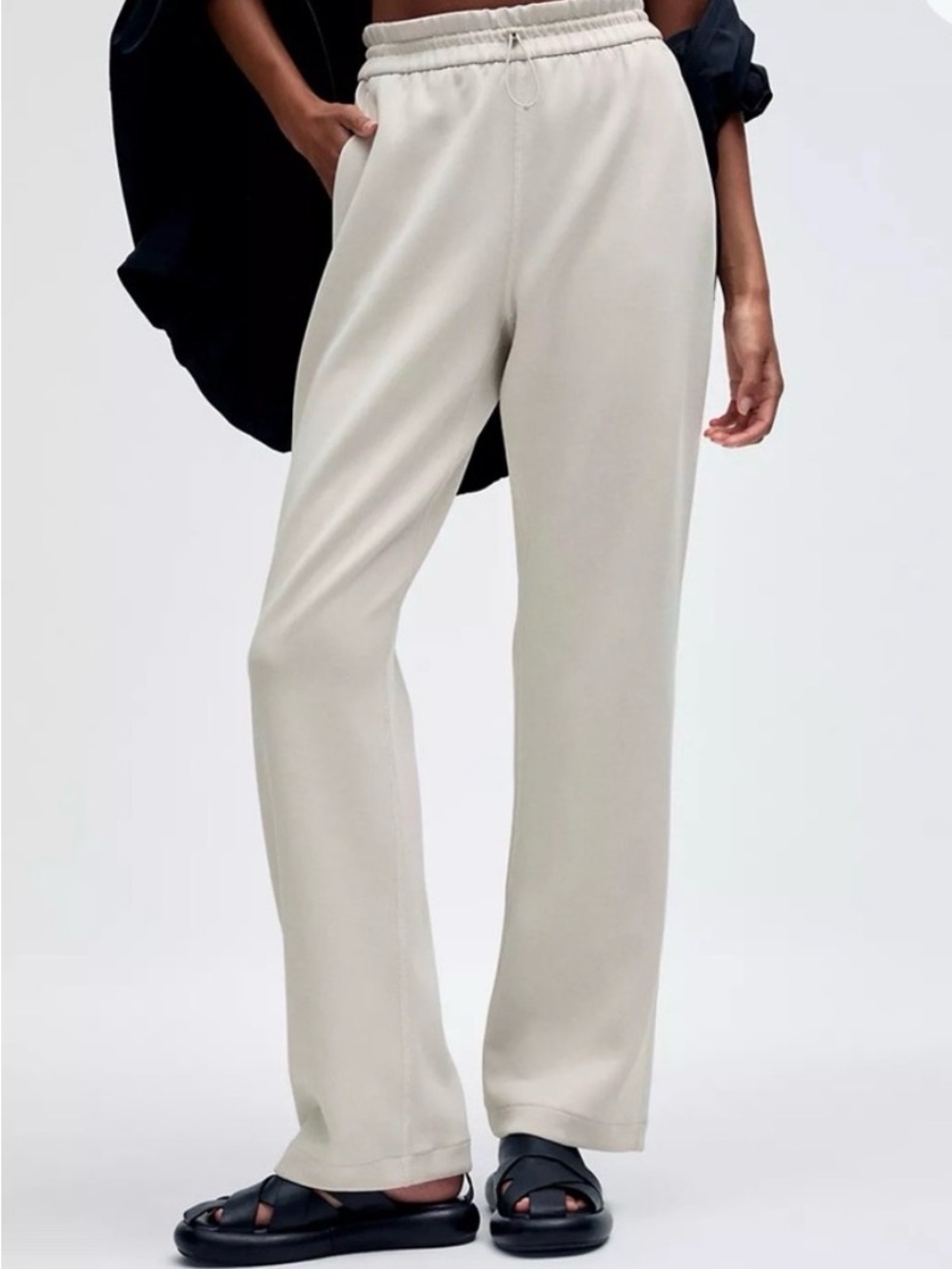 lululemon athletica Cream Wide-Leg Elastic-Waist Pants